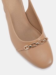 Novo Nude Wide Fit Heidi Chain Trim Block Heel Slingbacks - Image 6 of 6