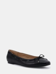 Novo Black Wide Fit Flora Eyelet Detail Bow Flat Ballerinas - Image 3 of 6
