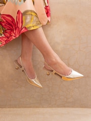 Gold - Novo Halo Slingback-Halbschuhe mit Twist-Detail - Bild 1 von 5