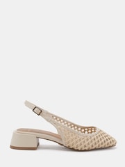 Novo Natural Standard Fit Freida Woven Mesh Slingback Low Heel Shoes - Image 2 of 6
