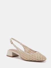 Novo Natural Standard Fit Freida Woven Mesh Slingback Low Heel Shoes - Image 3 of 6