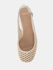 Novo Natural Standard Fit Freida Woven Mesh Slingback Low Heel Shoes - Image 5 of 6