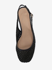 Novo Black Standard Fit Freida Woven Mesh Slingback Low Heel Shoes - Image 5 of 6