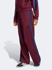 adidas Maroon Red Stadium Loose Fit 3-Stripes Trackpant Trousers - Image 1 of 6