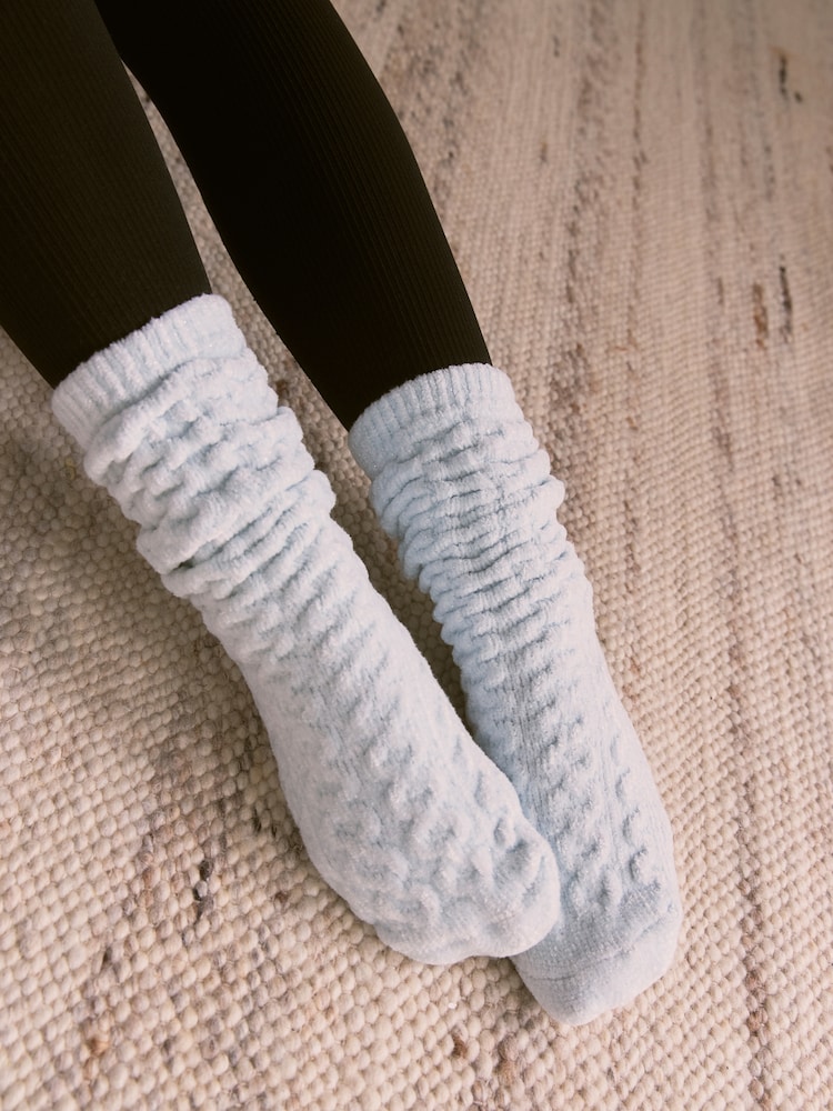 Bath & Body Works Icy Blue Cosy Chenile Lurex Socks 1 Pack - Image 2 of 3