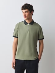 Khaki Green Overarm Stripe Polo Shirt - Image 1 of 9