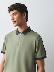Khaki Green Overarm Stripe Polo Shirt - Image 4 of 9