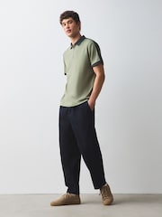 Khaki Green Overarm Stripe Polo Shirt - Image 5 of 9