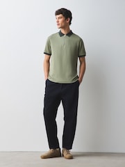Khaki Green Overarm Stripe Polo Shirt - Image 6 of 9
