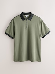 Khaki Green Overarm Stripe Polo Shirt - Image 7 of 9