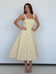 Girl In Mind Yellow Lyra Beaded Square Meck Maxi Dress - Image 1 of 6