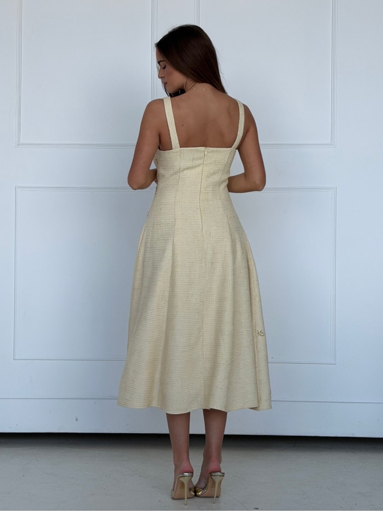 Girl In Mind Yellow Lyra Beaded Square Meck Maxi Dress - Image 2 of 6