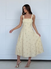 Girl In Mind Yellow Lyra Beaded Square Meck Maxi Dress - Image 3 of 6