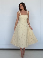 Girl In Mind Yellow Lyra Beaded Square Meck Maxi Dress - Image 4 of 6