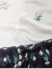Cath Kidston Ecru/Navy Snowdrop Print Pointelle Long Sleeve Pyjamas Set - Image 2 of 5
