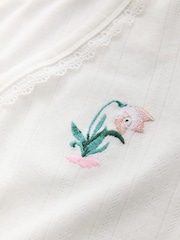 Cath Kidston Ecru/Navy Snowdrop Print Pointelle Long Sleeve Pyjamas Set - Image 3 of 5