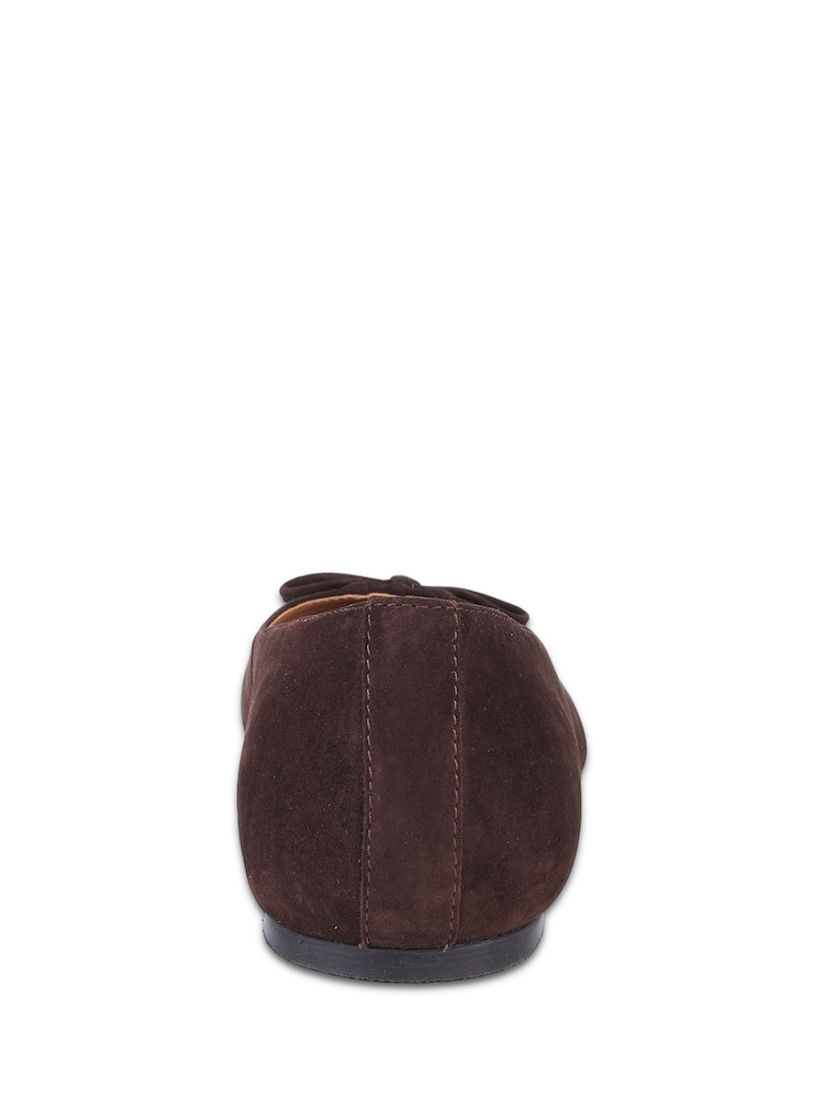 Off The Hook Brown Misty Suede Leather Ballet Flats with Bow Detail - Image 6 of 6 Off The Hook Brown Misty Suede Leather Ballet Flats with Bow Detail - Image 6 of 6