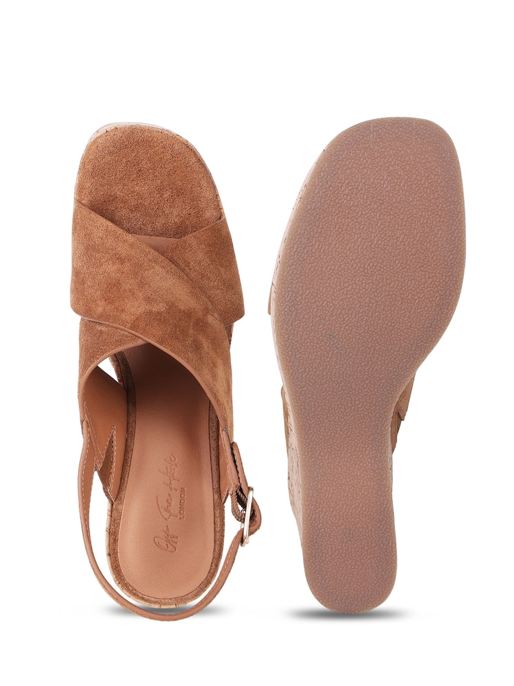 Off The Hook Brown Tara Leather Cross Strap Cork Wedge Sandals - Image 6 of 6 Off The Hook Brown Tara Leather Cross Strap Cork Wedge Sandals - Image 6 of 6