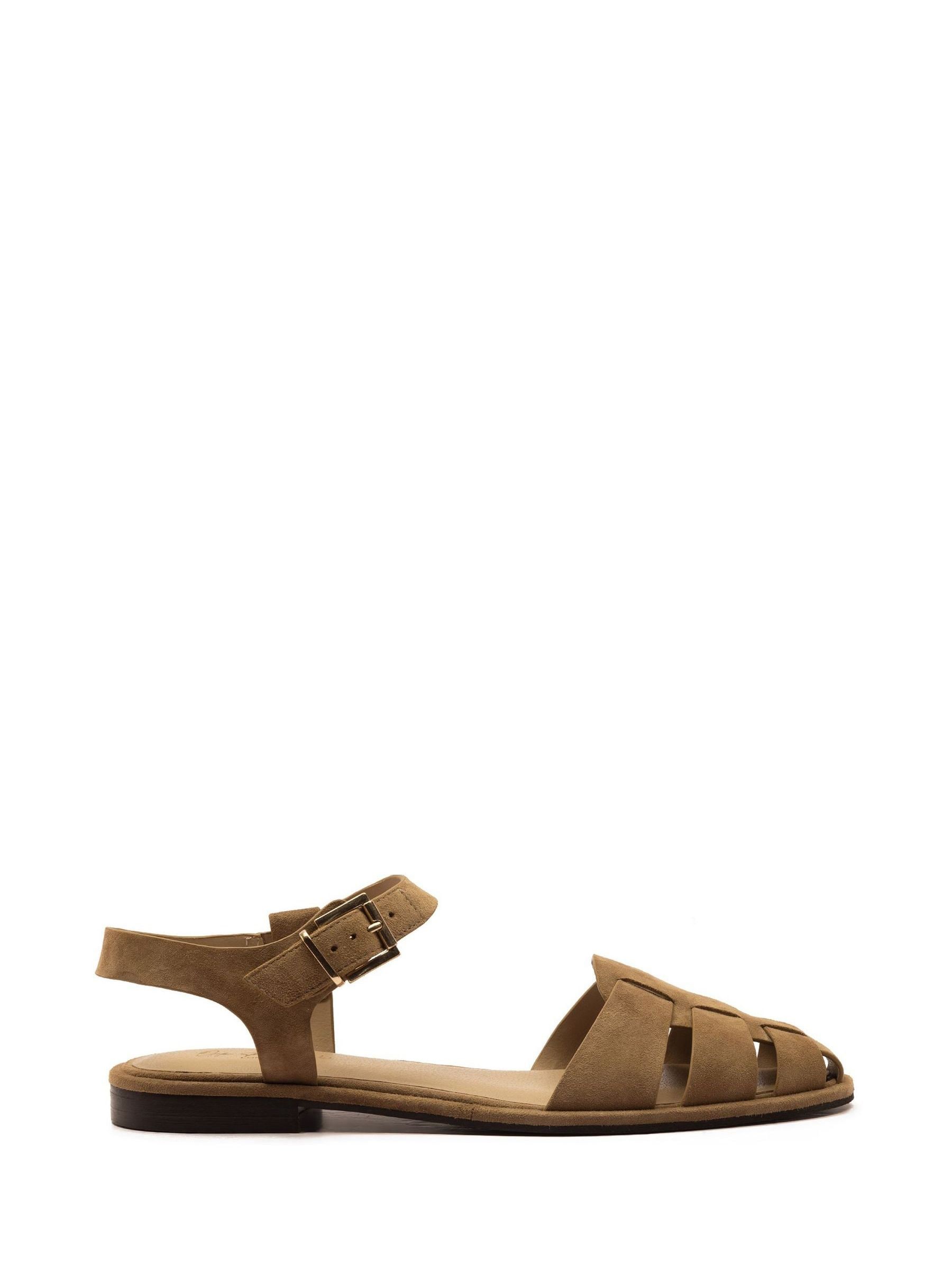Buy Off The Hook Brown Lilly Leather Flat Fisherman Sandals from