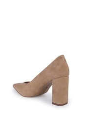 Off The Hook Natural Brandy Suede Leather Pointed Toe Block Heel Shoes - Image 3 of 6