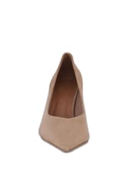 Off The Hook Natural Brandy Suede Leather Pointed Toe Block Heel Shoes - Image 4 of 6