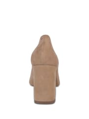 Off The Hook Natural Brandy Suede Leather Pointed Toe Block Heel Shoes - Image 5 of 6