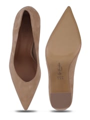 Off The Hook Natural Brandy Suede Leather Pointed Toe Block Heel Shoes - Image 6 of 6