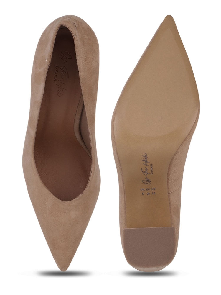 Off The Hook Natural Brandy Suede Leather Pointed Toe Block Heel Shoes - Image 6 of 6