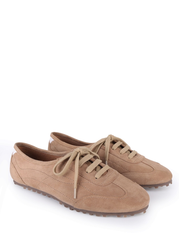 Off The Hook Natural Luna Suede Casual Lace-Up Trainers - Image 1 of 6