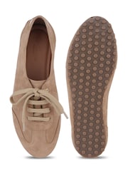 Off The Hook Natural Luna Suede Casual Lace-Up Trainers - Image 6 of 6