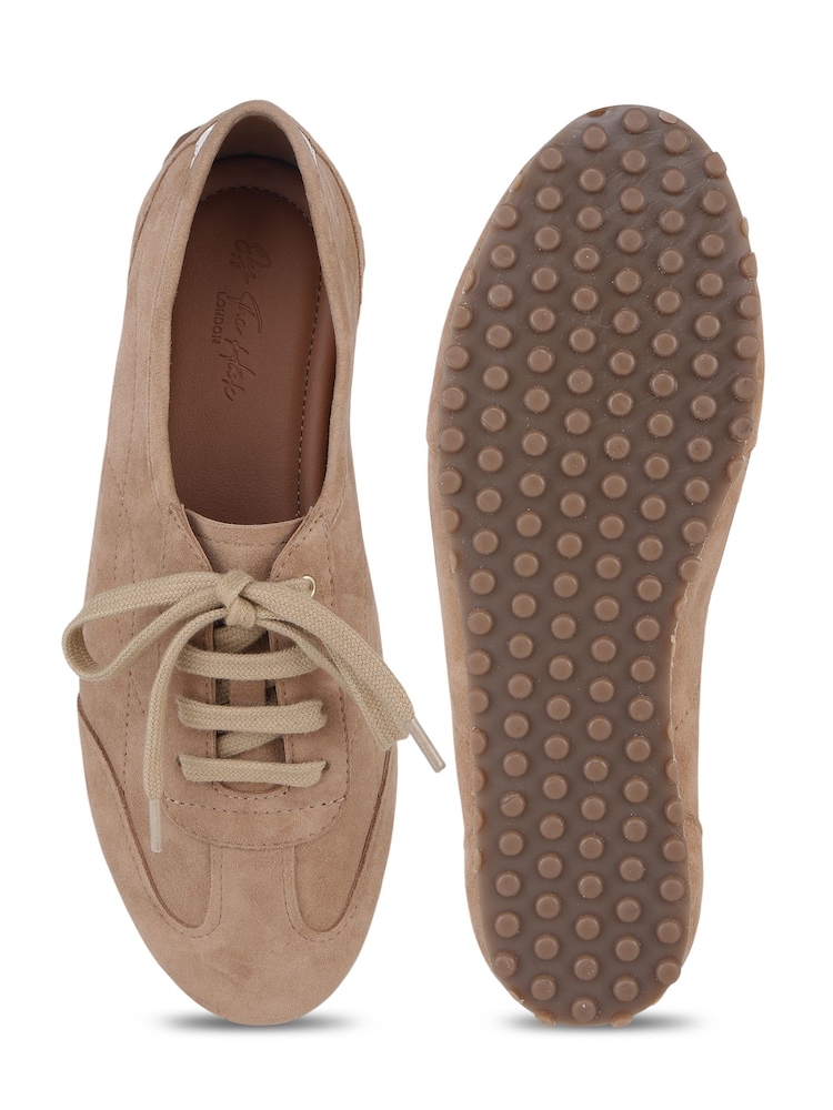 Off The Hook Natural Luna Suede Casual Lace-Up Trainers - Image 6 of 6