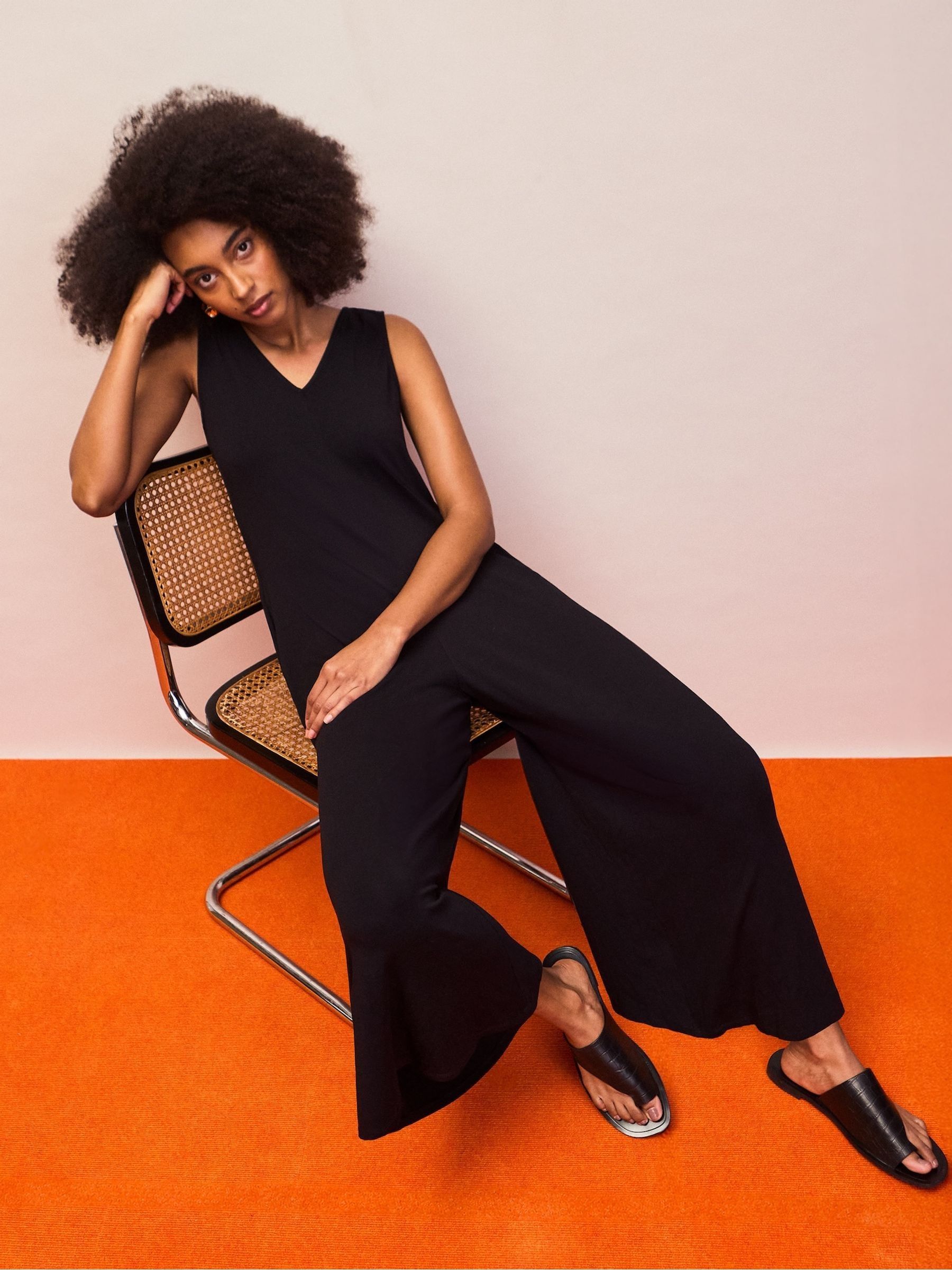 Buy Ro&Zo Black Petite V-Neck Jersey Jumpsuit from Next Australia