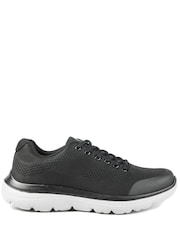 Pavers Black Wide Fit Memory Foam Lace-Up Trainers - Image 1 of 5