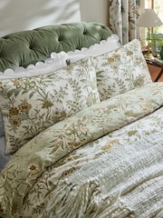 Laura Ashley Set of 2 Sage Green Marlbrook 200 Thread Count Sateen Pillowcases - Image 1 of 4