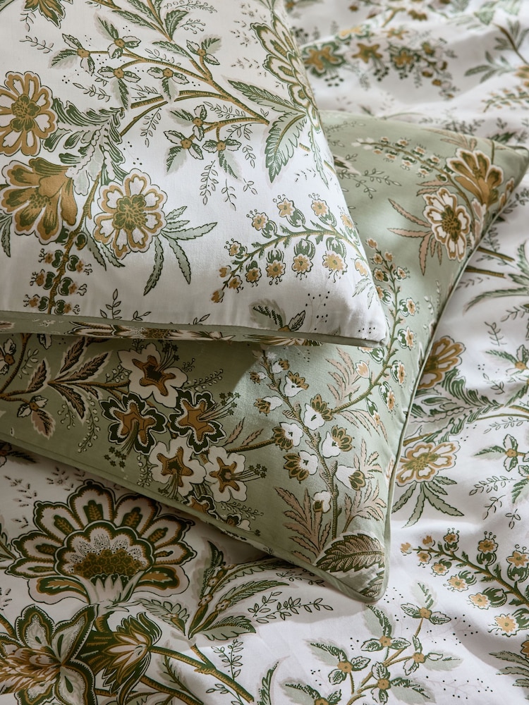 Laura Ashley Set of 2 Sage Green Marlbrook 200 Thread Count Sateen Pillowcases - Image 2 of 4