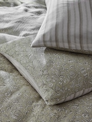 Laura Ashley Set of 2 Sage Green Elmdon Cotton Gauze Pillowcases - Image 2 of 4