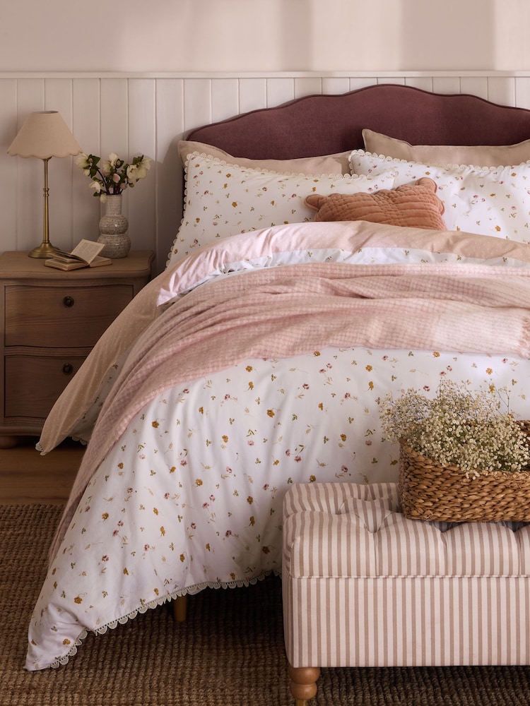 Laura Ashley Plaster Pink Neve Floral 100% Cotton Duvet Cover and Pillowcase Set - Image 2 of 7