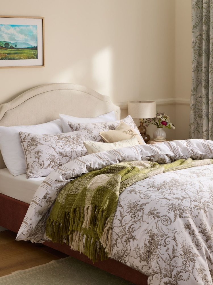 Laura Ashley Chocolate Truffle Tuileries 200 Thread Count Cotton Sateen Duvet Cover and Pillowcase Set - Image 1 of 9 Laura Ashley Chocolate Truffle Tuileries 200 Thread Count Cotton Sateen Duvet Cover and Pillowcase Set - Image 1 of 9