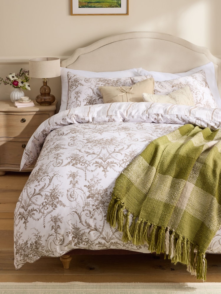 Laura Ashley Chocolate Truffle Tuileries 200 Thread Count Cotton Sateen Duvet Cover and Pillowcase Set - Image 2 of 9 Laura Ashley Chocolate Truffle Tuileries 200 Thread Count Cotton Sateen Duvet Cover and Pillowcase Set - Image 2 of 9