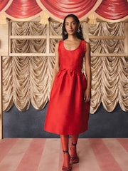 Cath Kidston Red Taffeta Midi Dress - Image 1 of 5