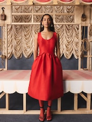 Cath Kidston Red Taffeta Midi Dress - Image 2 of 5
