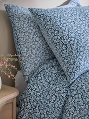 Laura Ashley Denim Blue Sweet Alyssum Brushed Cotton Duvet Cover and Pillowcase Set - Image 5 of 7