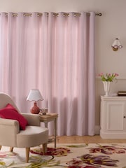 Laura Ashley Red Cornish Chenille Stripe Eyelet Curtains - Image 1 of 3