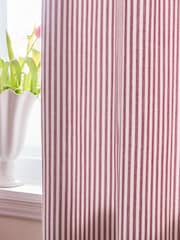 Laura Ashley Red Cornish Chenille Stripe Eyelet Curtains - Image 2 of 3