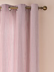 Laura Ashley Red Cornish Chenille Stripe Eyelet Curtains - Image 3 of 3