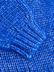 Cobalt Blue Crochet Dogs Chunky Knit Long Sleeve Open Cardigan - Image 8 of 8