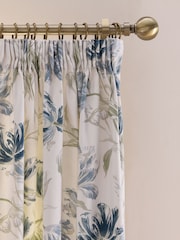 Laura Ashley Seaspray Blue Gosford Pencil Pleat Lined Curtains - Image 1 of 4
