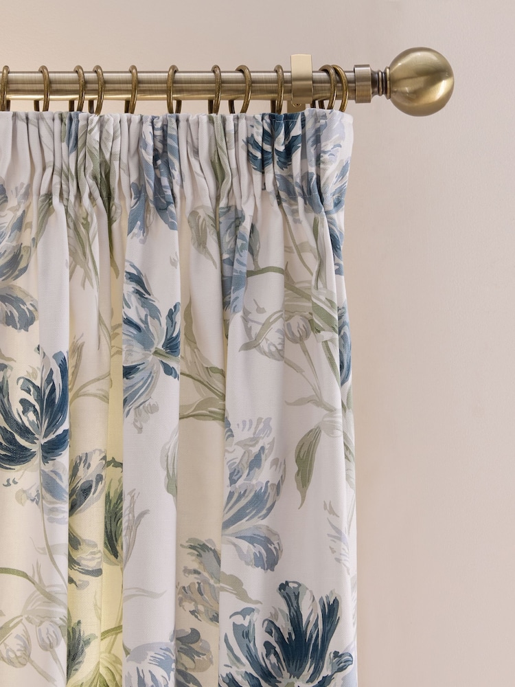 Laura Ashley Seaspray Blue Gosford Pencil Pleat Lined Curtains - Image 1 of 4 Laura Ashley Seaspray Blue Gosford Pencil Pleat Lined Curtains - Image 1 of 4