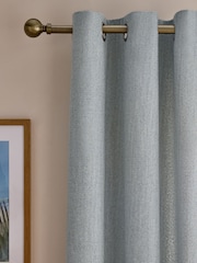 Laura Ashley Seaspray Blue Saltaire Woven Textured Eyelet Curtains - Image 1 of 4