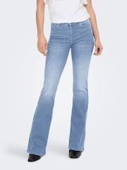 ONLY Blue Comfort Stretch Lush Mid Waist Retro Flared Jeans - Image 1 of 4